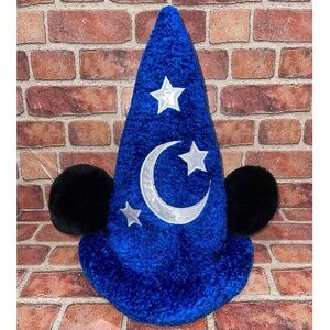 Used Disney Parks Mickey Mouse Blue Fantasia Sorcerer's Wizard Adult Hat w Ears